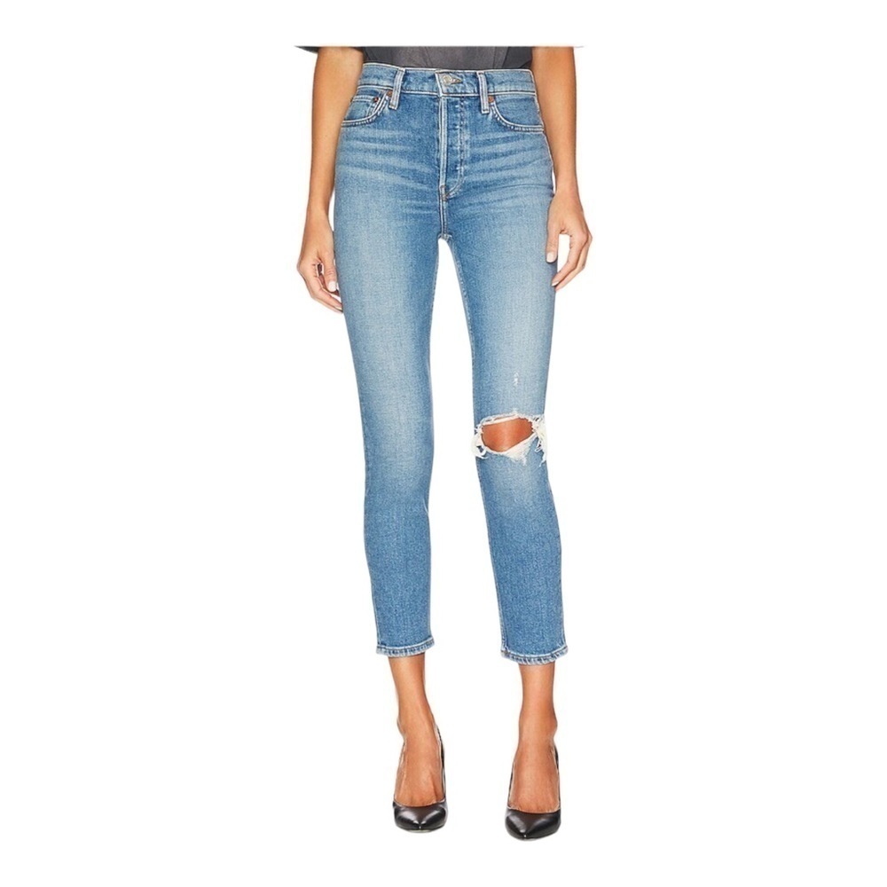 RE/DONE 90's Orginals High Rise Ankle Crop in Worn Brook Blue NWT